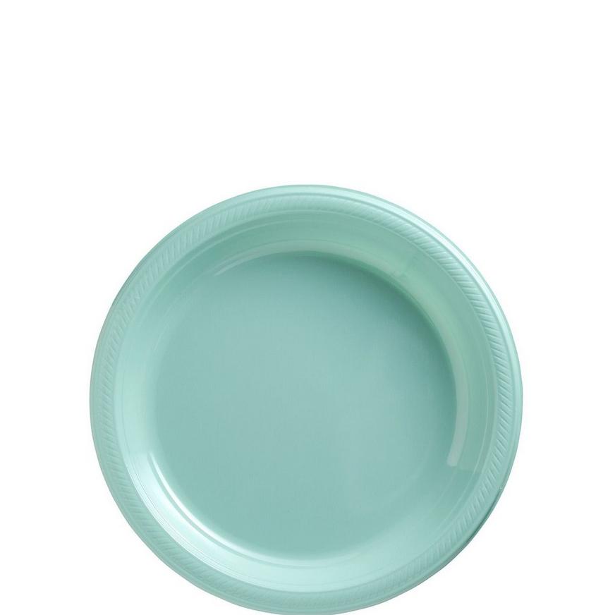 Robin's Egg Blue Plastic Dessert Plates, 7in, 50ct